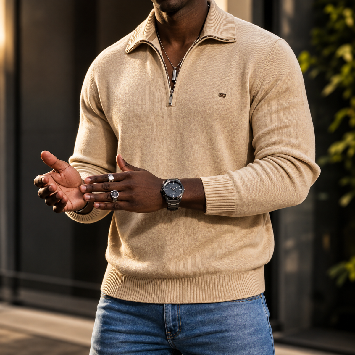 Suéter Masculino Gola Alta com Zíper | Malha Quente, Confortável e Elegante