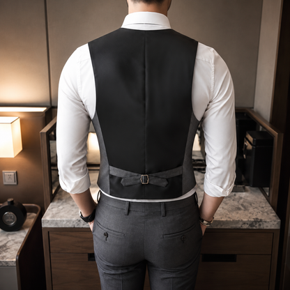Colete Masculino Alfaiataria Cinza Ajuste Slim