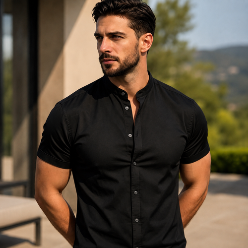 Camisa Masculina Gola Padre Slim Fit Premium
