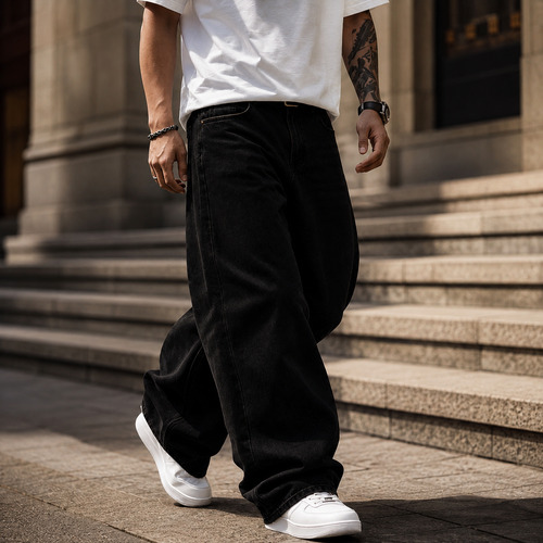 Calça Balão Denim Premium Masculina | Baggy Oversized de Alta Qualidade