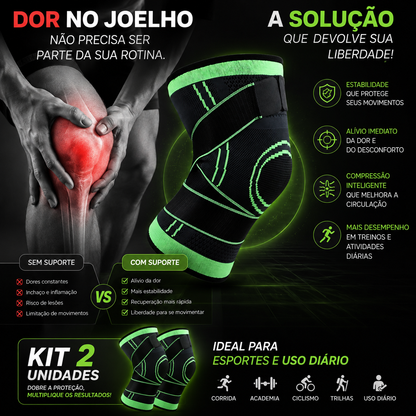 PAGUE 1 E LEVE 2 — Kit 2 Joelheiras 360° de Compressão | Suporte e Estabilidade para os Joelhos