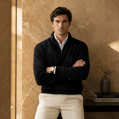 Suéter Masculino Gola Alta com Zíper | Malha Quente, Confortável e Elegante