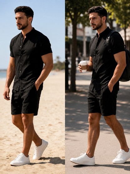 Camisa Masculina Gola Padre Slim Fit Premium