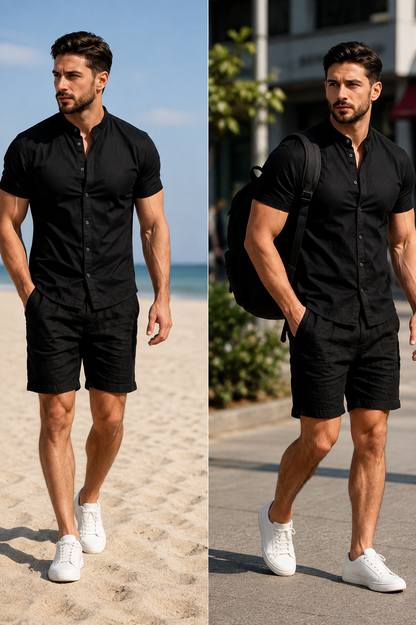 Camisa Masculina Gola Padre Slim Fit Premium