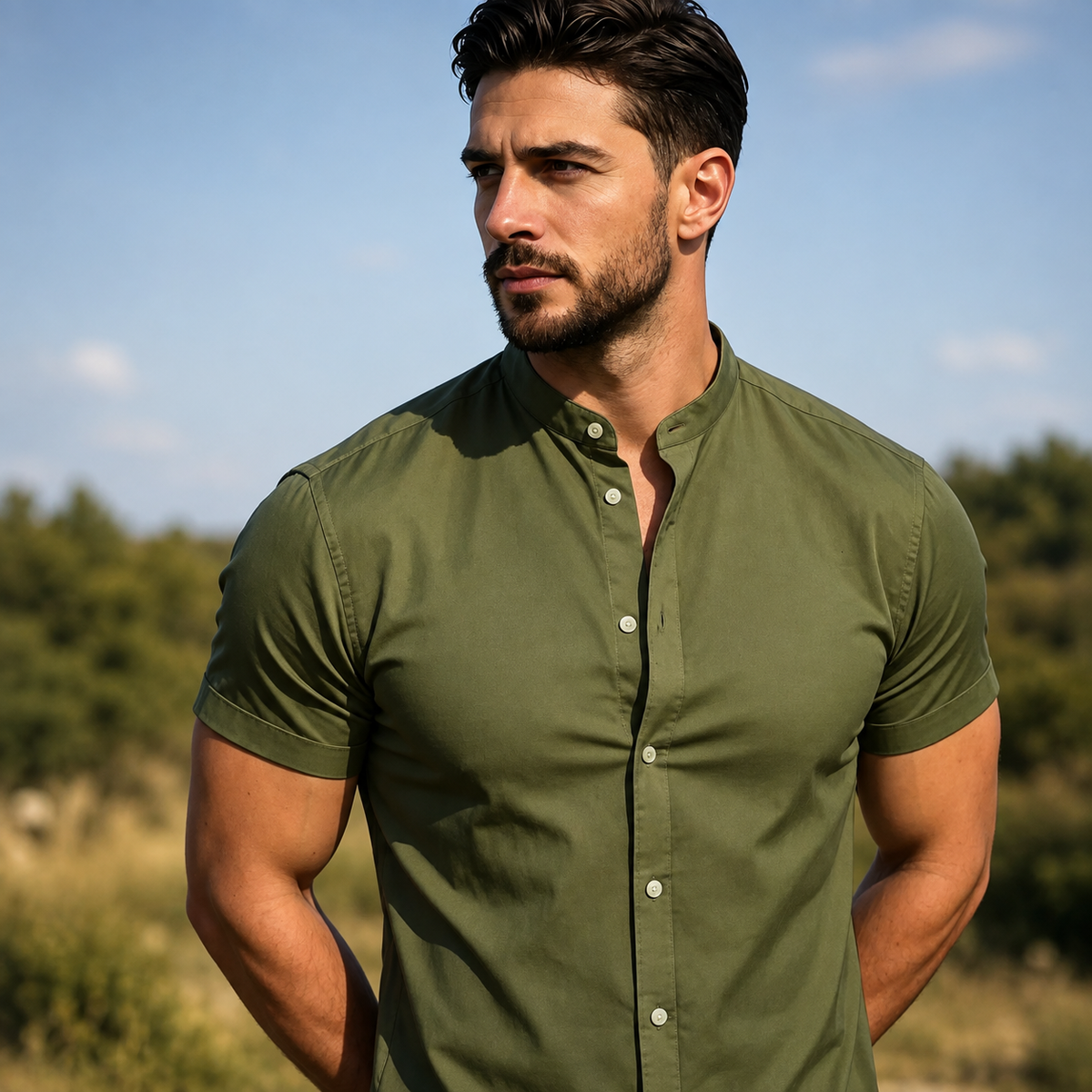 Camisa Masculina Gola Padre Slim Fit Premium