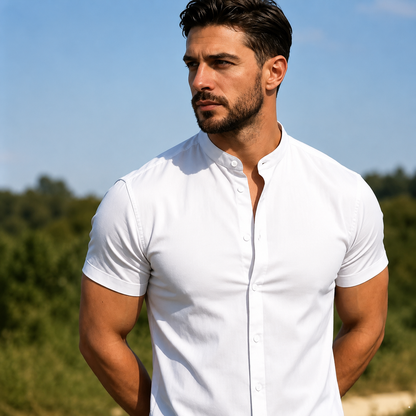 Camisa Masculina Gola Padre Slim Fit Premium