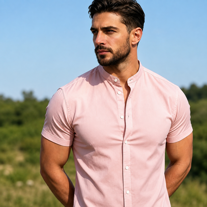 Camisa Masculina Gola Padre Slim Fit Premium