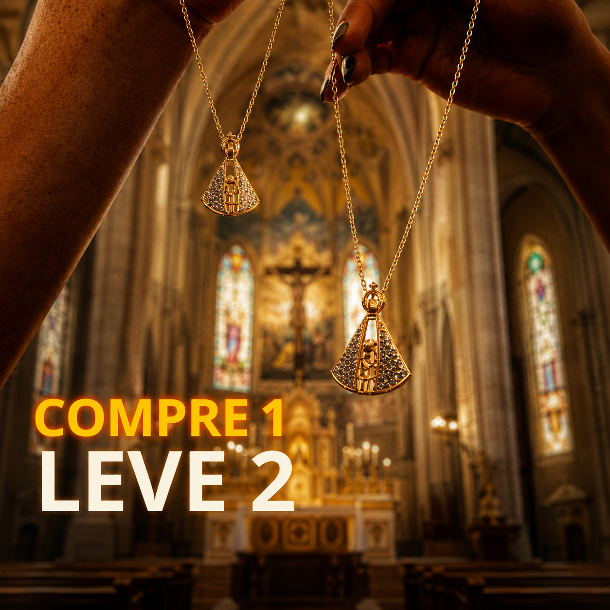 [Pague 1 LEVE 2] Colar de Fé Nossa Senhora Aparecida Dupla Face Velaro™