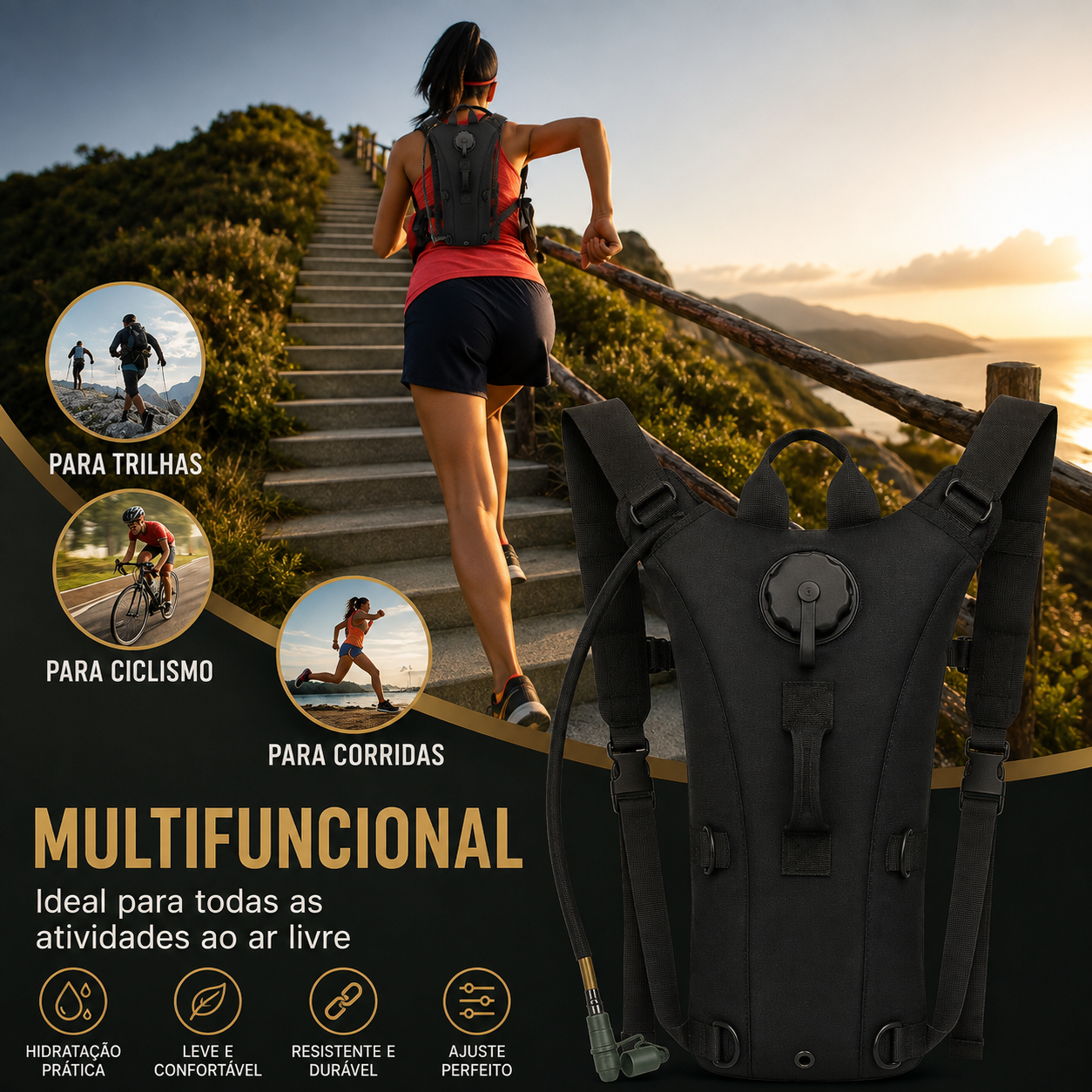 Mochila de Hidratação Térmica 3L Premium | Velaro Active™