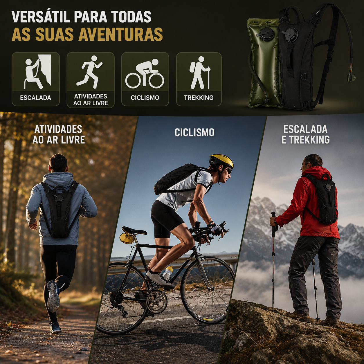 Mochila de Hidratação Térmica 3L Premium | Velaro Active™