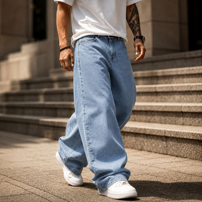 Calça Balão Denim Premium Masculina | Baggy Oversized de Alta Qualidade