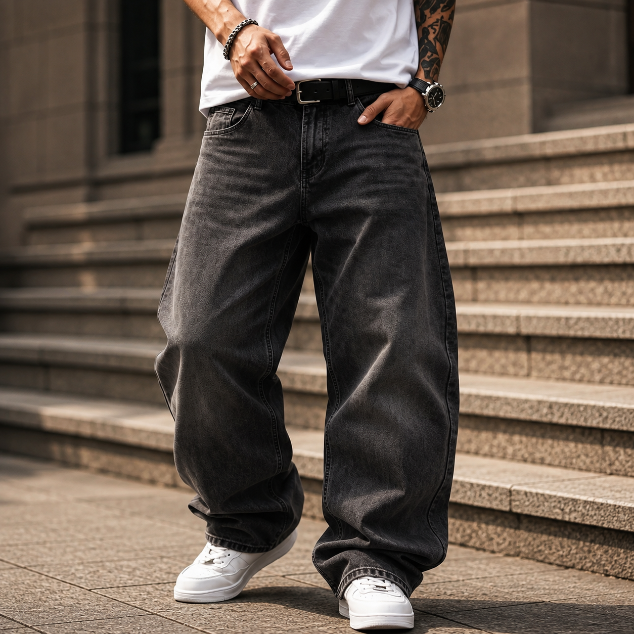 Calça Balão Denim Premium Masculina | Baggy Oversized de Alta Qualidade