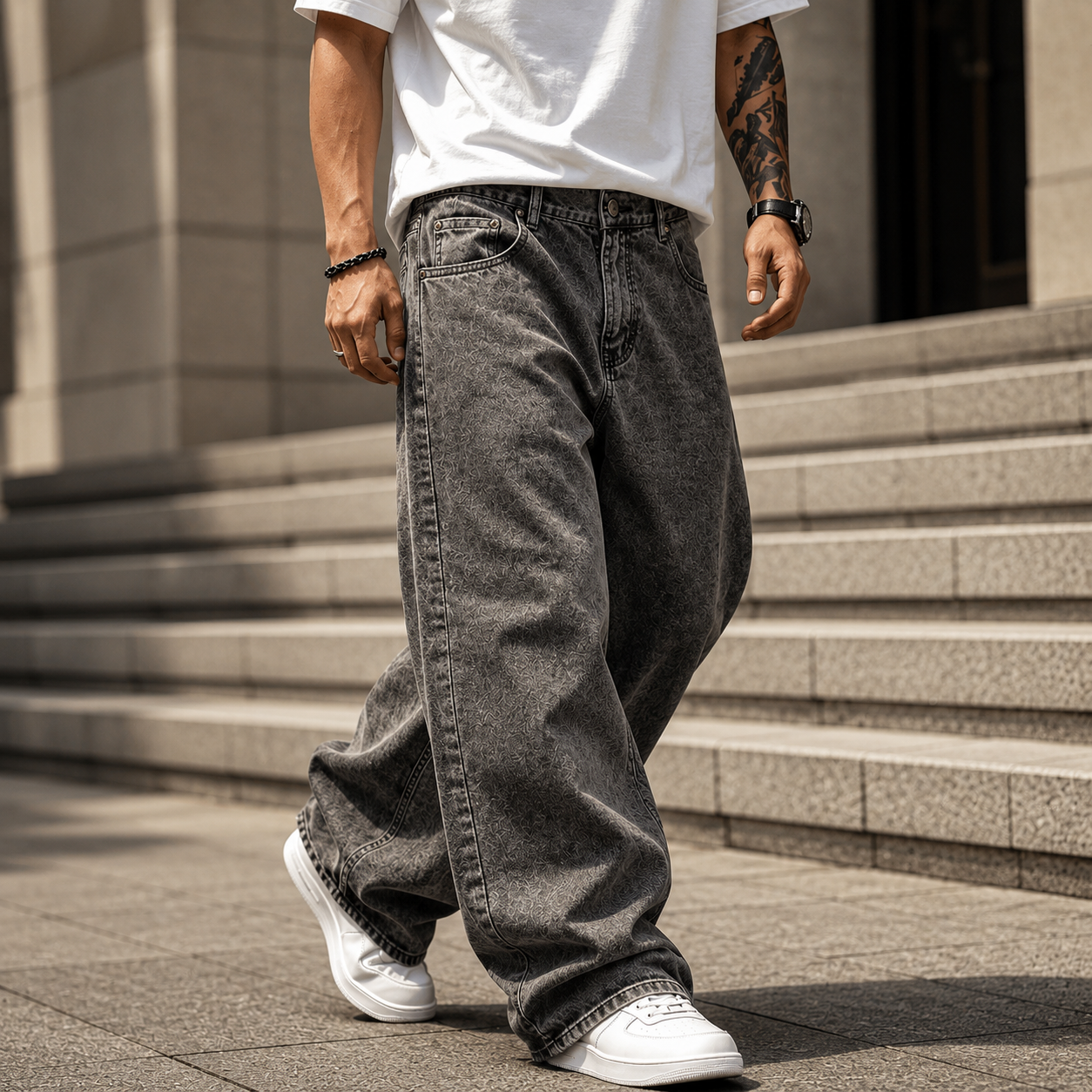 Calça Balão Denim Premium Masculina | Baggy Oversized de Alta Qualidade