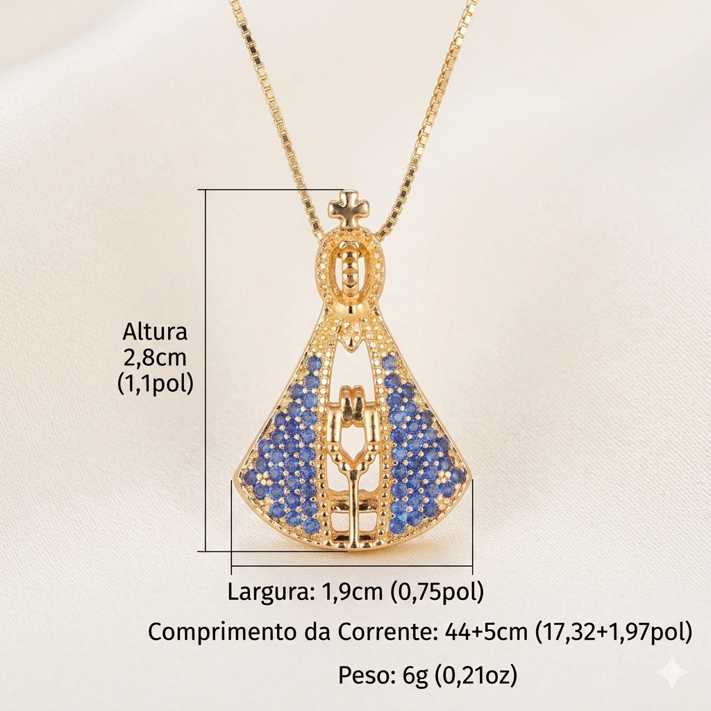 [Pague 1 LEVE 2] Colar de Fé Nossa Senhora Aparecida Dupla Face Velaro™